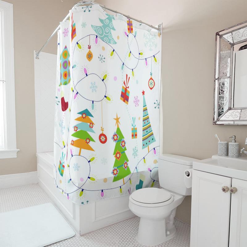 Tu Charming Shower Curtain Set Waterproof Modern Farmhouse Bathroom Decor Holiday Festive Pattern Fabric Backdrop