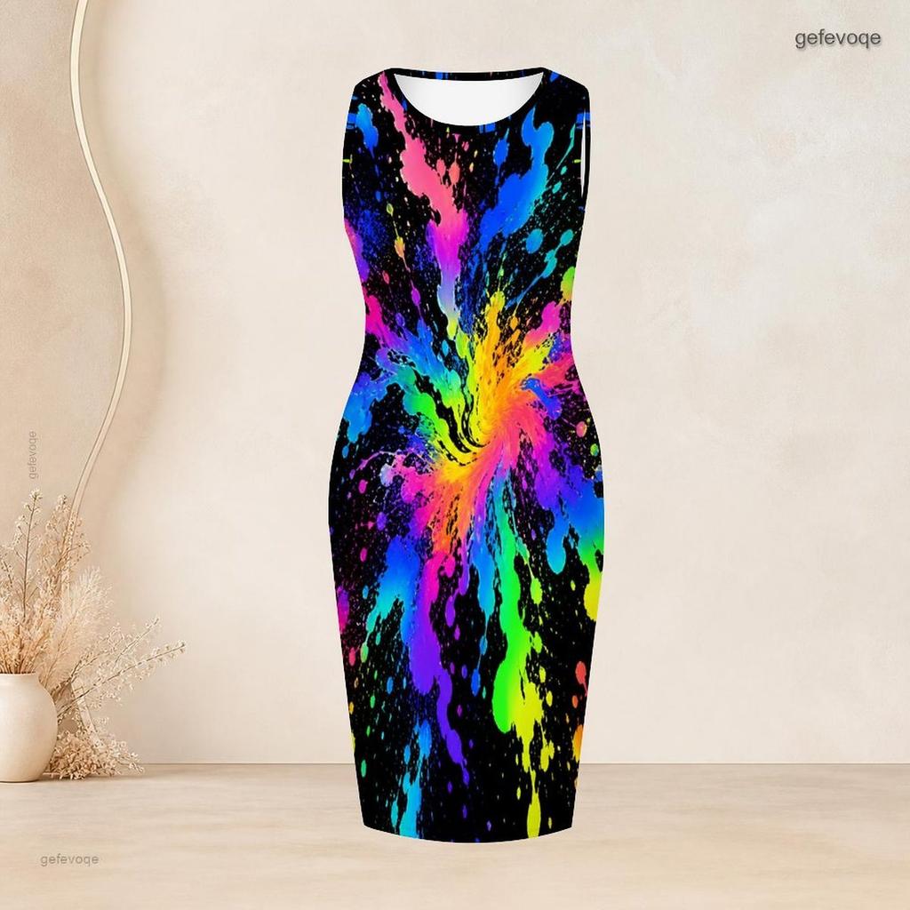 Women Plus Size Two Piece Set Long Sleeve Draped Cardigan Sleeveless Round Neck Printed Bodycon Dress Black Red White