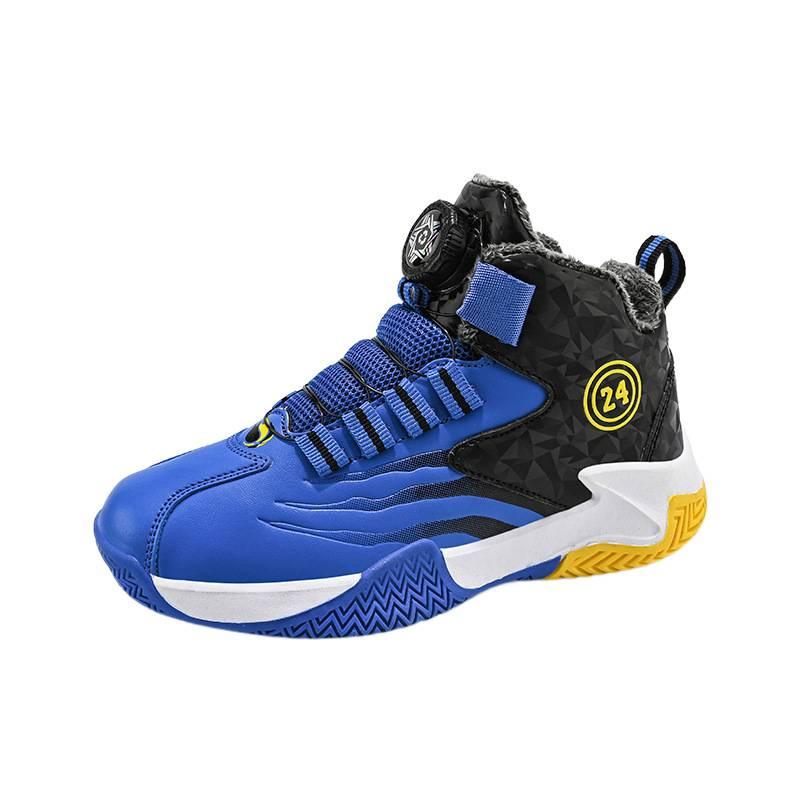 Winter Boys' Sports Shoes Fleece Warm Medium and Older Children's Shoes Size 40 Boys' Basketball Shoes Wear-resistant and Non-slip Large Cotton Shoes