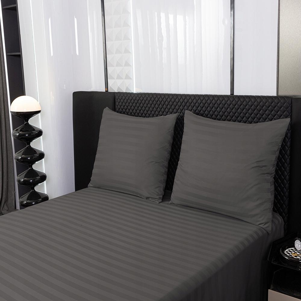 Hotel Damask Bedding with Stripes 200x220 Steel, Dark Gray, Gray