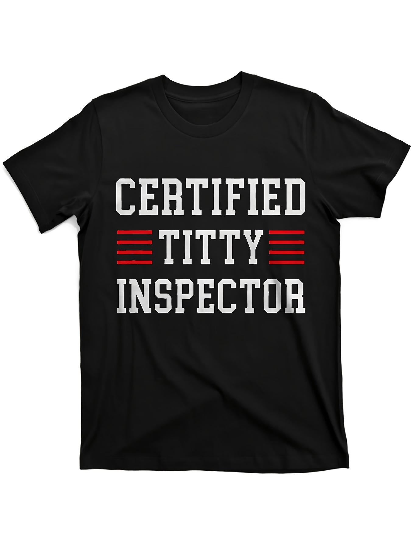Certified Titty Inspector Bo Same Style for Men and Women 2025 Summer Short-sleeved Printed T-shirt Pure Cotton 220G S разноцветный