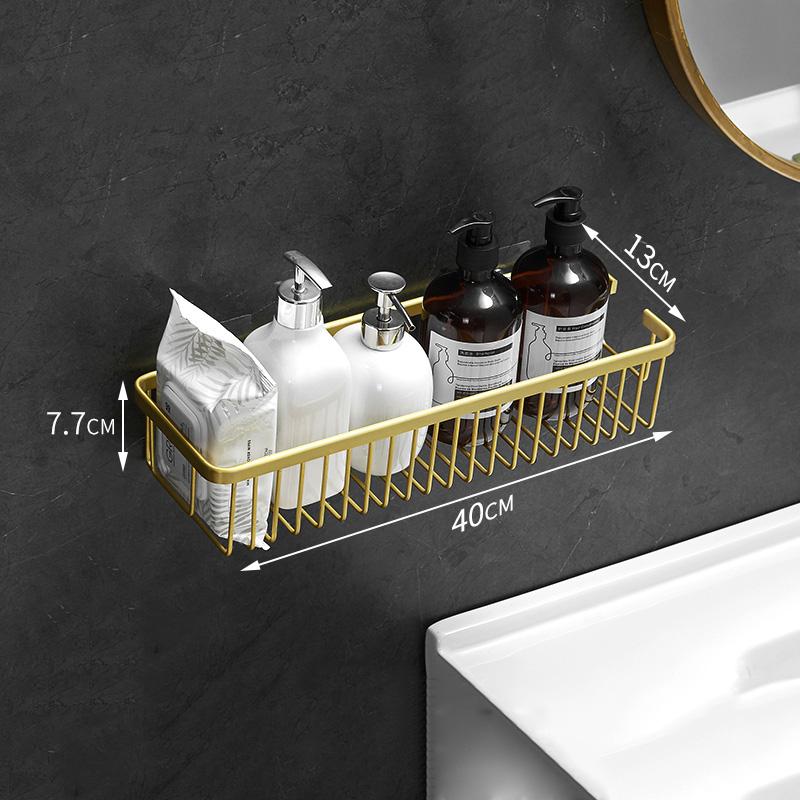 Wall Mounted Bathroom Shelf Shampoo Cosmetic Storage Rack Brushed Gold Storage Organizer Rack Soap Cosmetic Shelf Household Item