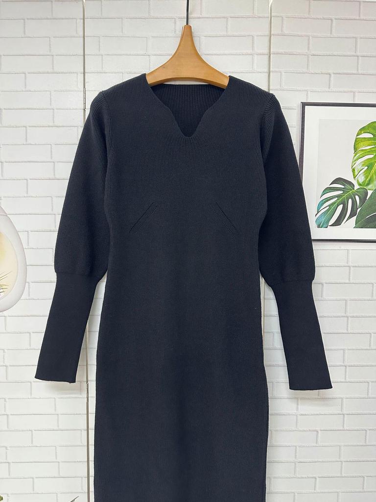 European Style 2026 Red Knit Sweater Dress with Coat Layer for Women - Autumn/Winter Collection