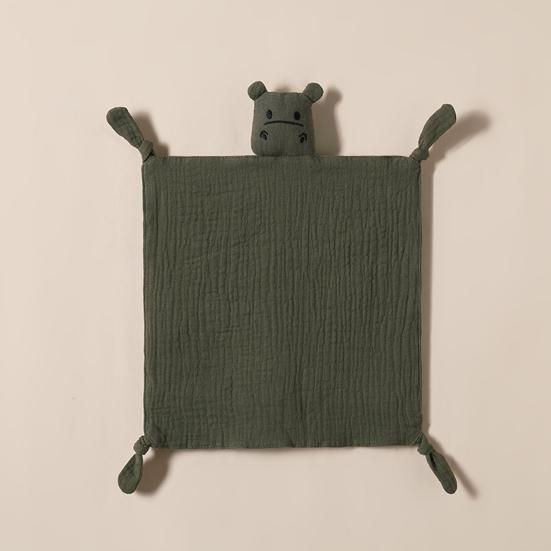 Cotton Baby Security Blanket Hippo Loveys with Bite-Friendly Corners Teething Safe Baby Towel for Newborns Infants