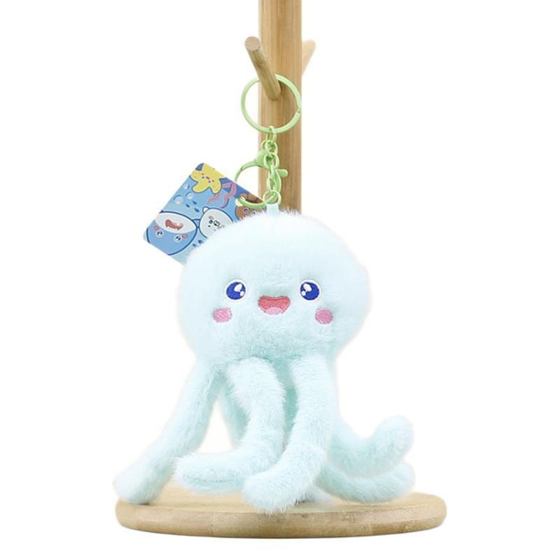 Cute Marine Animal Plush Jellyfish Hanging Pendant Soft Octopus Keyring Toy