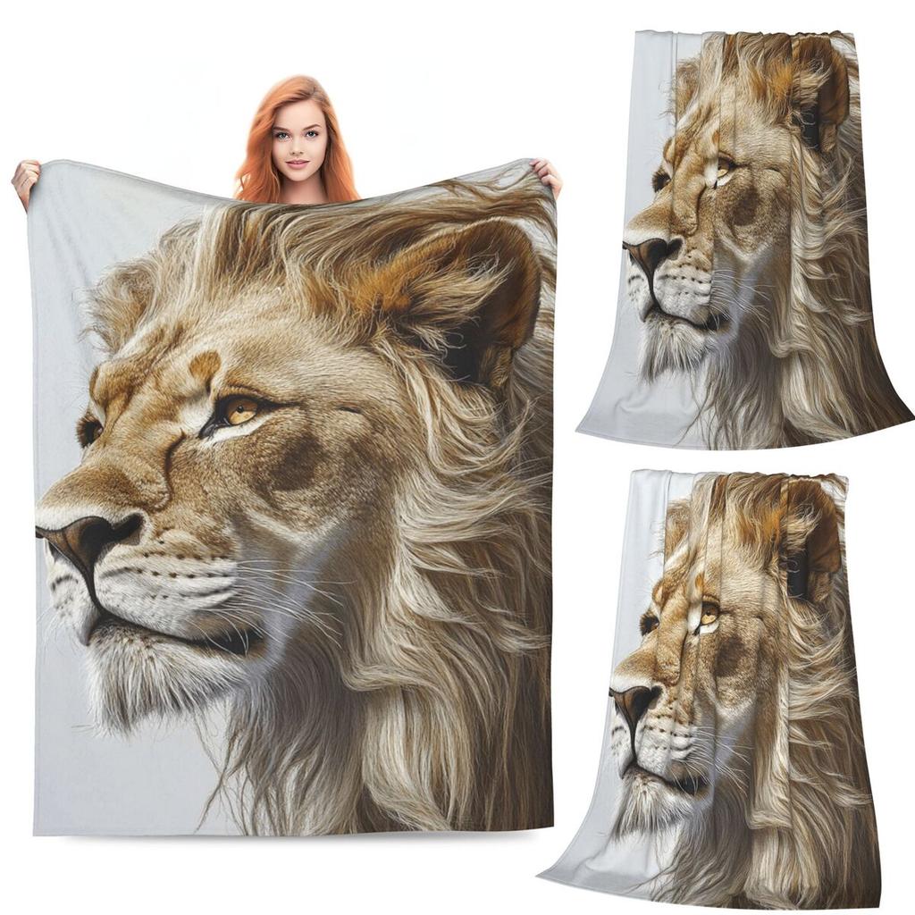 Lion Colourful Painting Blanket Soft Warm Flannel Throw Blanket Bedding for Bed Living room Picnic Travel Home Couch