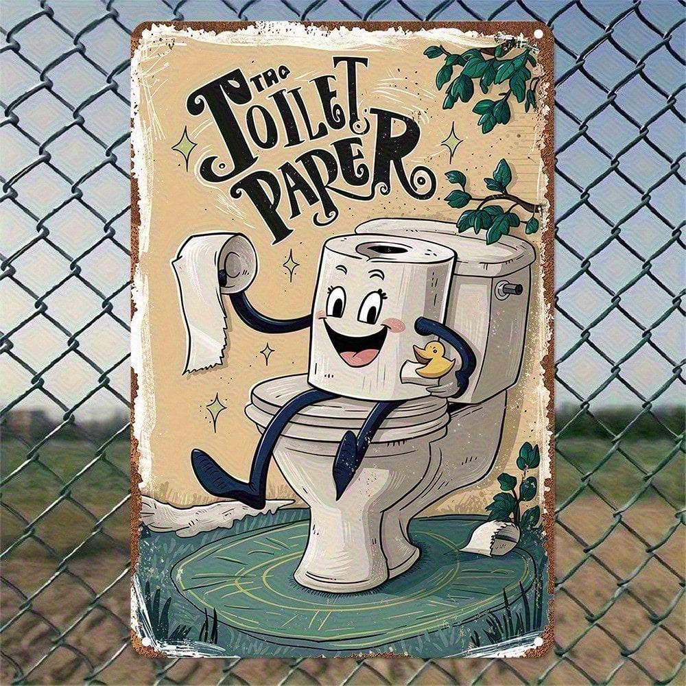1pc 12x8 Inch Vintage Aluminum Metal Sign Funny Bathroom Decor Humorous Toilet Paper Wall Art Whimsical Gift