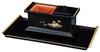 Incense burning tray set, 7.0 inch, black (gold rim), lotus design, large, 4720002