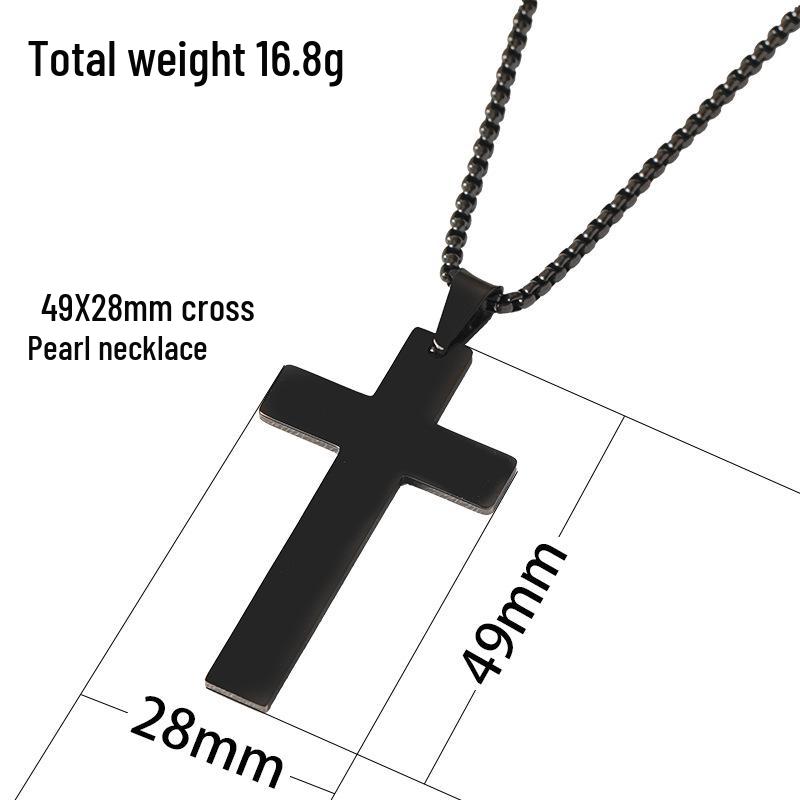 Stainless Steel Pearl Chain Necklace: Simple European & American Style, Cross Design, Ideal as a Festival Gift