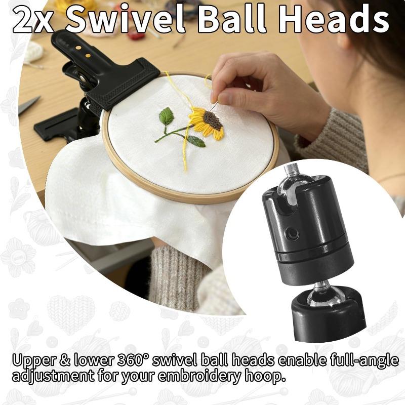 1pc Portable -Metal Embroidery Hoop Holder-Adjustable Table Clamp Stand Clip(360° Rotation), For DIY Crafting Tabletop