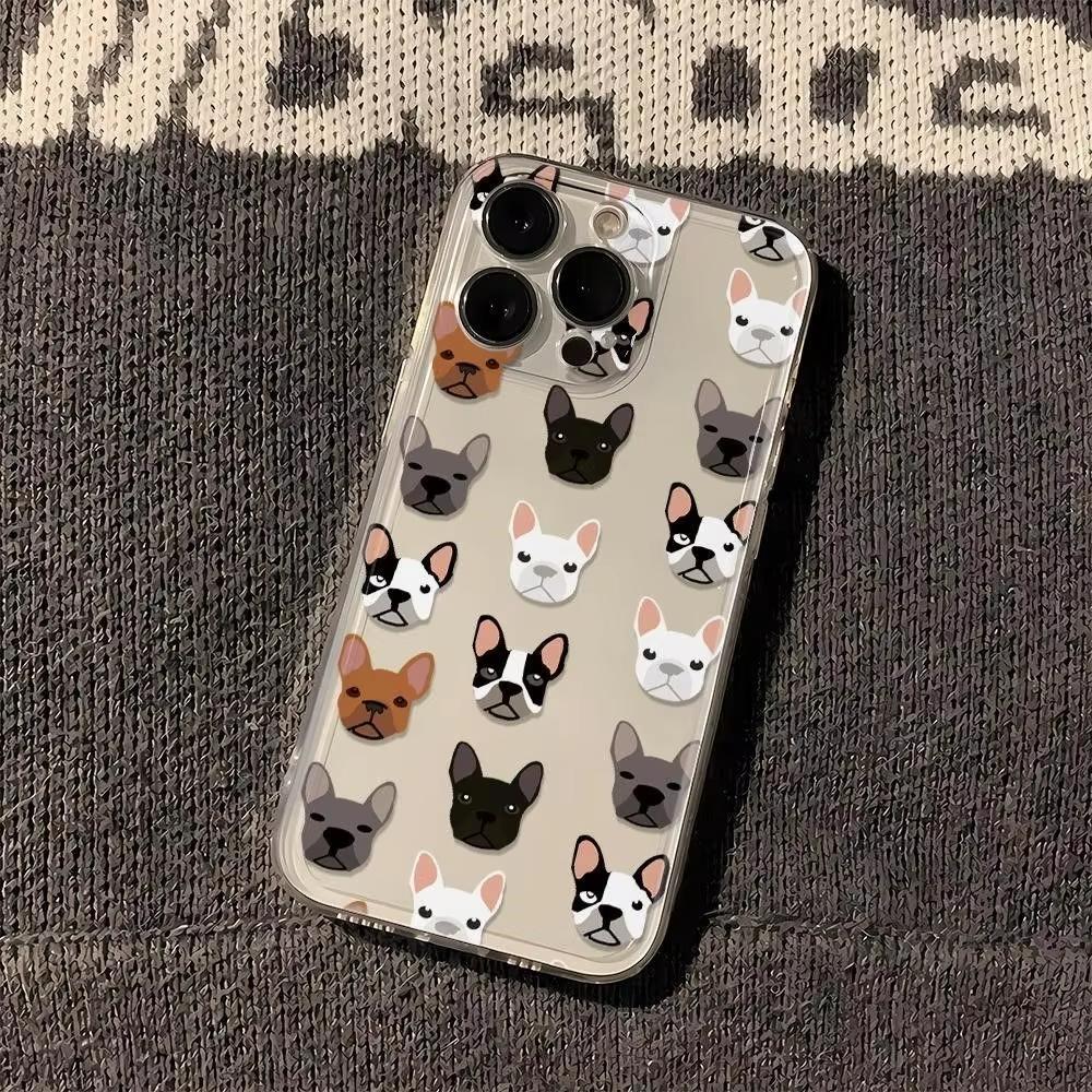 Süßes Französische Bulldogge Hundegesicht Muster Design Schutzhülle für iPhone 17 16 15 14 13 12 11 16E Serie Pro Max Plus