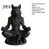 Meditation Figurine 3D Printed Gothic Werewolf Statue, Zen Beast Warrior Sculpture with Round Frosted Paint Statue Base, Matte Black Fantasy