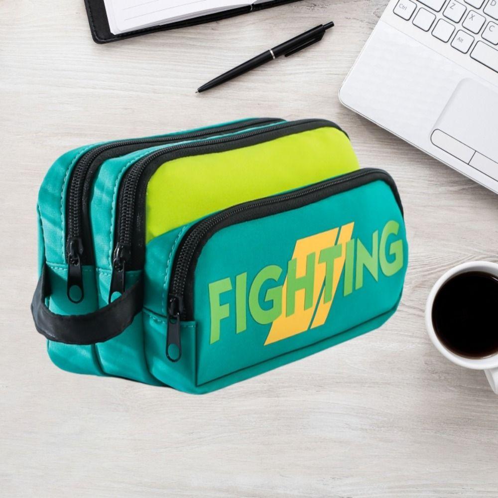 Zipper English Letter Pencil Bag Multi-layered Pen Pencil Case Stationery Storage Bag  Student