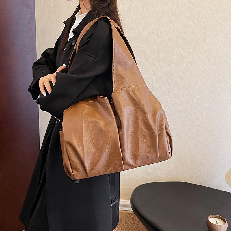 

FLYING STARS Brand Women Large Capacity Shoulder Bag Vintage Soft PU Leather Fashion Ladies Tote Bag Luxury Handbag Designer 34cmX25cmX16cm