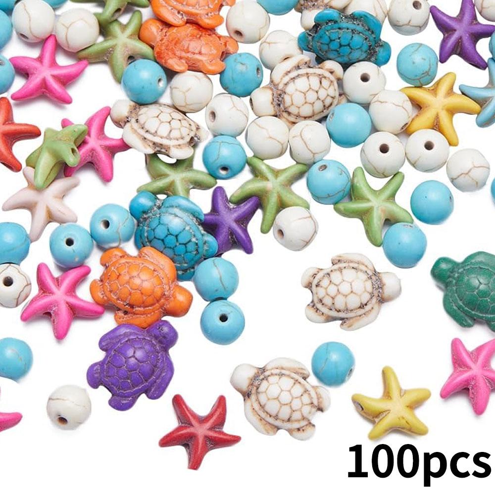 100pcs Turquoise Sea Turtle Zhuhai Star Bead Colorful Marine Life Bead Craft Bead Jewelry Making Bracelet Necklace Foot Chain DIY Supplies