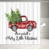 Christmas Truck Shower Curtain Vintage Xmas Car With Snowy Pine Fir Tree New Year Bathroom Accessories Holiday Bath Curtains Set