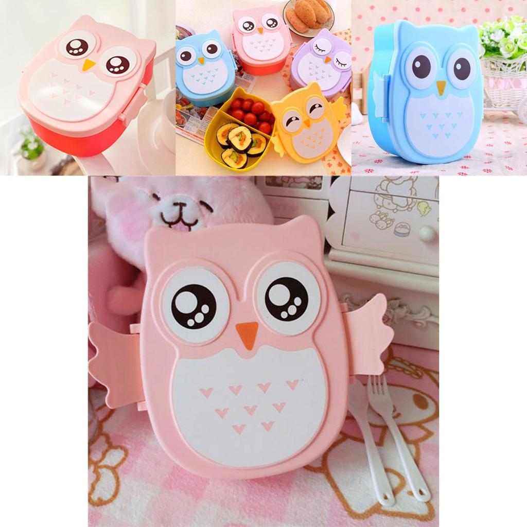 Adorable Owl Design Kids Bento Box With Premium Quality Materials And Utensils Included