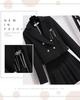 JIURUN Uniforme Escolar Lolita Conjunto de 4 Peças, Lolita Gótico Estilo Militar Fantasia de Cosplay de Halloween, Saia Plissada Blusa Vestido, Tamanho Grande XL, Preto