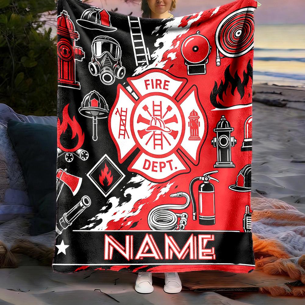 Outdoor Customize Blanket Fire Department Theme Soft Cozy For Travel Camping Picnic Lightweight Allseason Multipurpose Blanket Suitable For Friends
