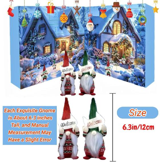 Gnomes Christmas Countdown Calendars 2025, 24 Days Christmas Countdown Calendar with 24pcs Collectible Christmas Figures Gnome, Surprise Gnome