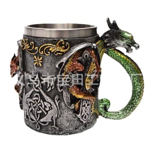 Resin stainless steel Halloween series cup dragon skull modeling mug home decoration ornament
