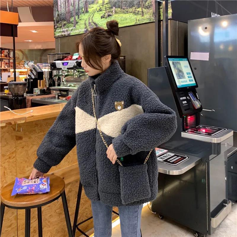 Herbst und Winter Neuer großer, lockerer Plüschjackenmantel