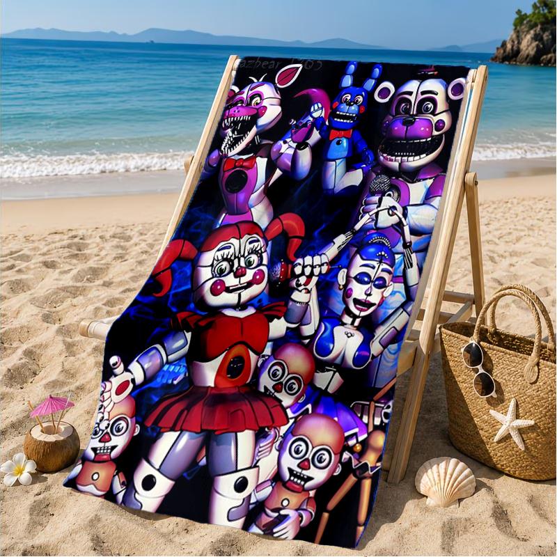 Fnaf Character Collage Beach Towel, Microfiber Beach Towel, Perfect For Pool, Beach, Travel, Home Decor Beach Party Fan gifts