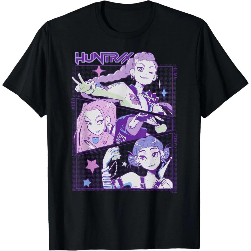 Anime KPop Demon Hunters T-shirt Summer 3D HUNTR/X Print Boys Girls Cartoon Top Summer Unisex Streetwear Clothing