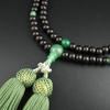 [WONDERFUL LOTUS Myorenka] Myorenka Rinzai Buddhist Prayer Beads for Women, Formal, Ebony and Indian Jade Finish, 8 Inches, Includes Prayer Beads