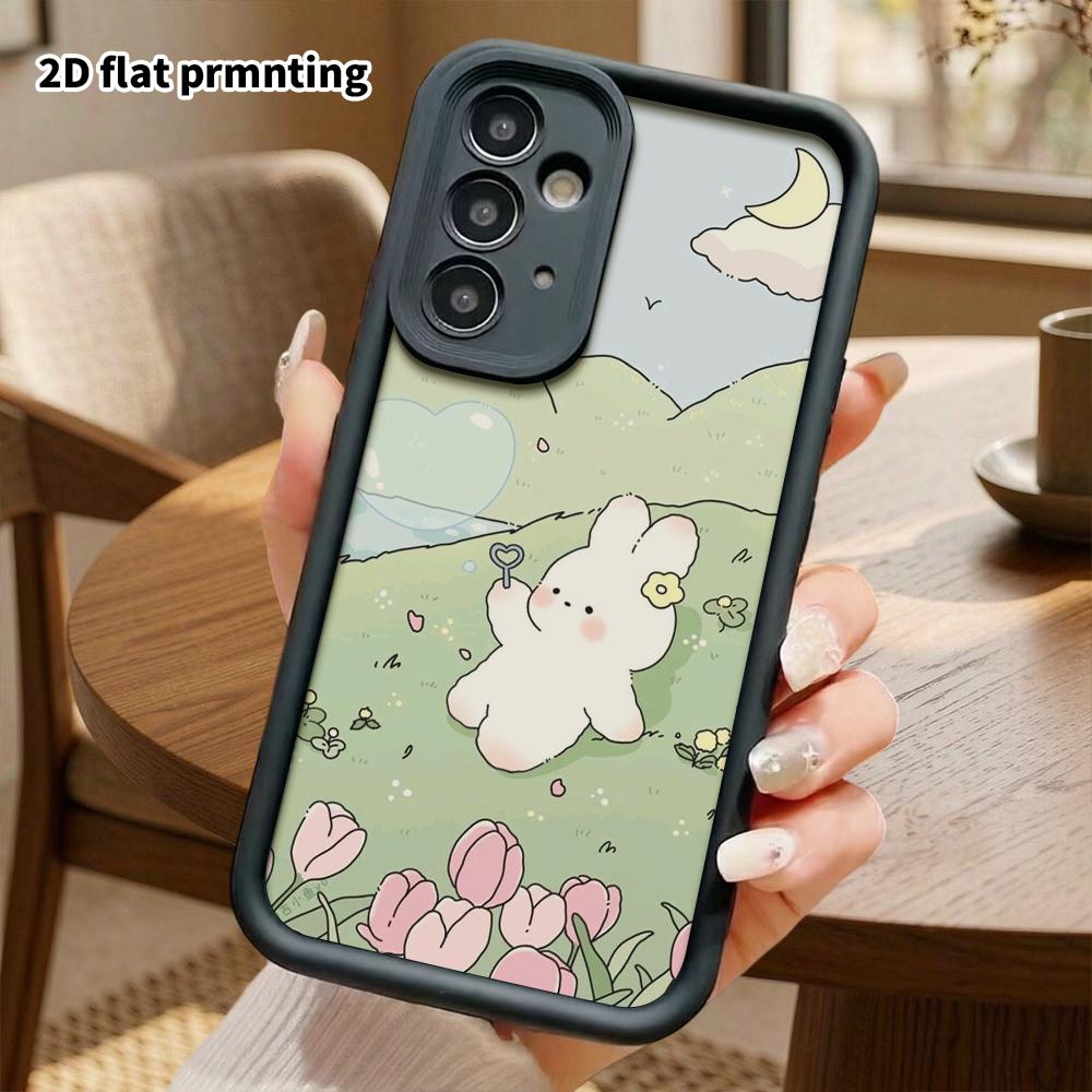 Phone Case: 2D Flat Samsung Galaxy A34 A35 M05 M06 S20 S22 S21 FE Plus 5G, Creamy Protective Case, Bubble-blowing Little Bunny, Perfect Christmas and