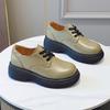 British style big head small leather shoes women's new retro muffin platform couple Korean version high-top short boots men