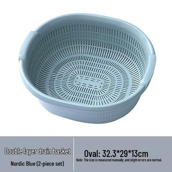 Dual-Layer Kitchen Storage Basket: Drainable, Multi-Purpose for Fruits & Vegetables