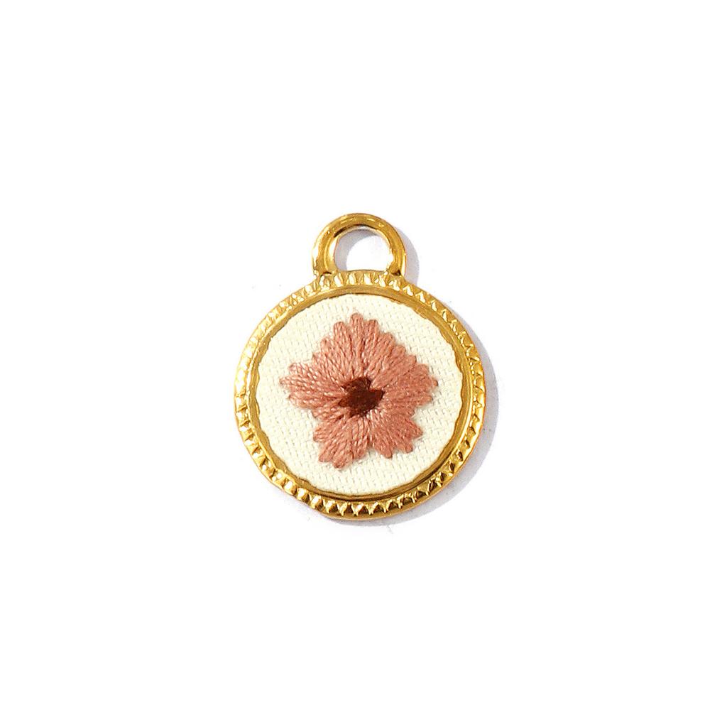 2Pcs Multicolor Geometric Flower Leaf Embroidered Charms 18K Gold Plated 304 Stainless Steel Pendant DIY Necklace Jewelry Making