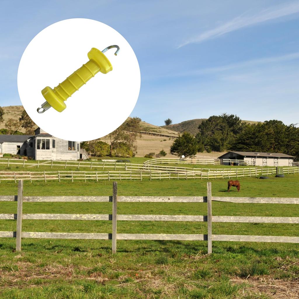 10-Piece Electric Fence Gate Handle Set with Spring and Insulator | Ideal Livestock Fence Accessory for Farms and Ranches (Yellow)