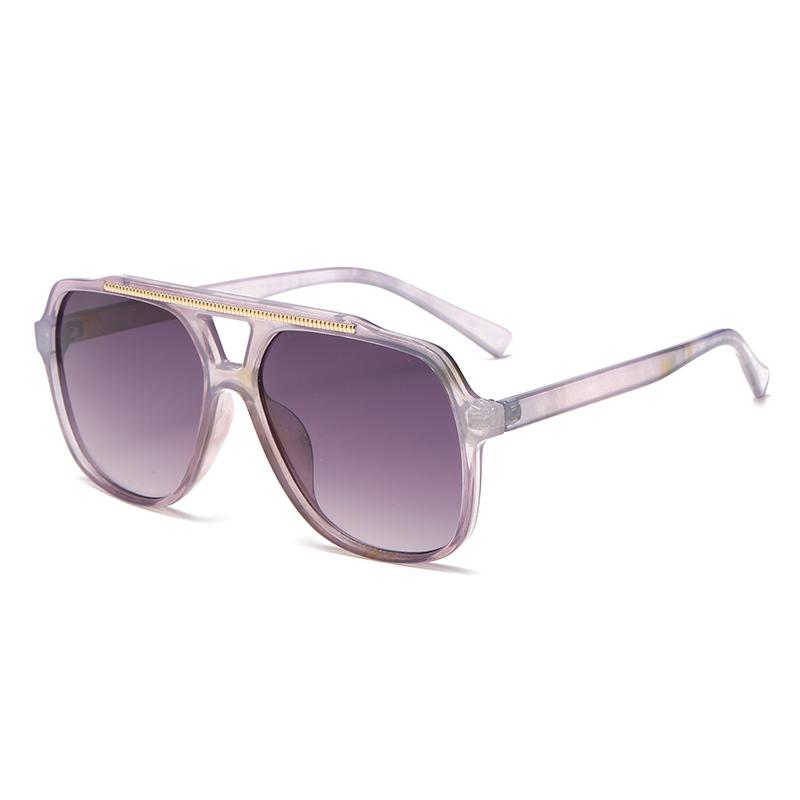 New Fashion Minimalist Ocean Piece Sunshade Sun Glasses Retro Double Beam Pilot Eyeglasses Uv Protection Female