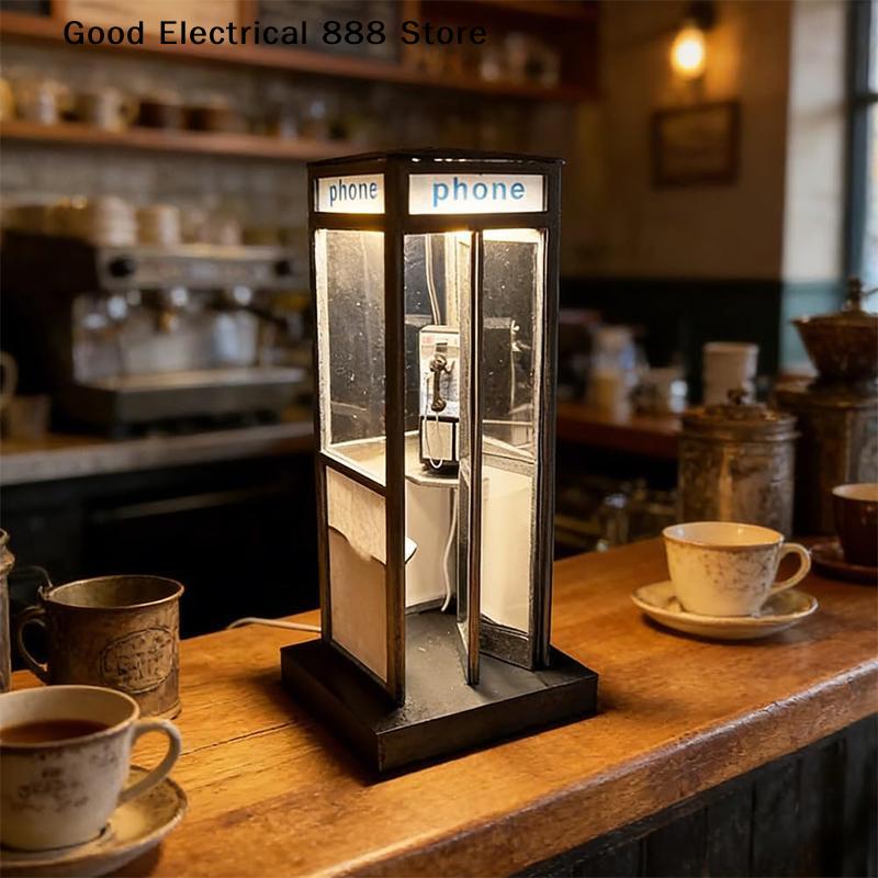 Retro Kreative Hohe Telefonzelle Lampe, Klassische Telefonzelle Tischlampe Mit Warmem LED-Licht, Telefonzelle Dekorative Nachtleuchte