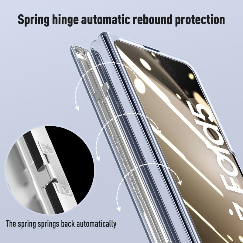 Galvanisierte transparente Halterung mit Klappscharnier für Samsung Galaxy Z Fold 5 Hülle mit stoßfester Schutzhülle aus gehärtetem Film