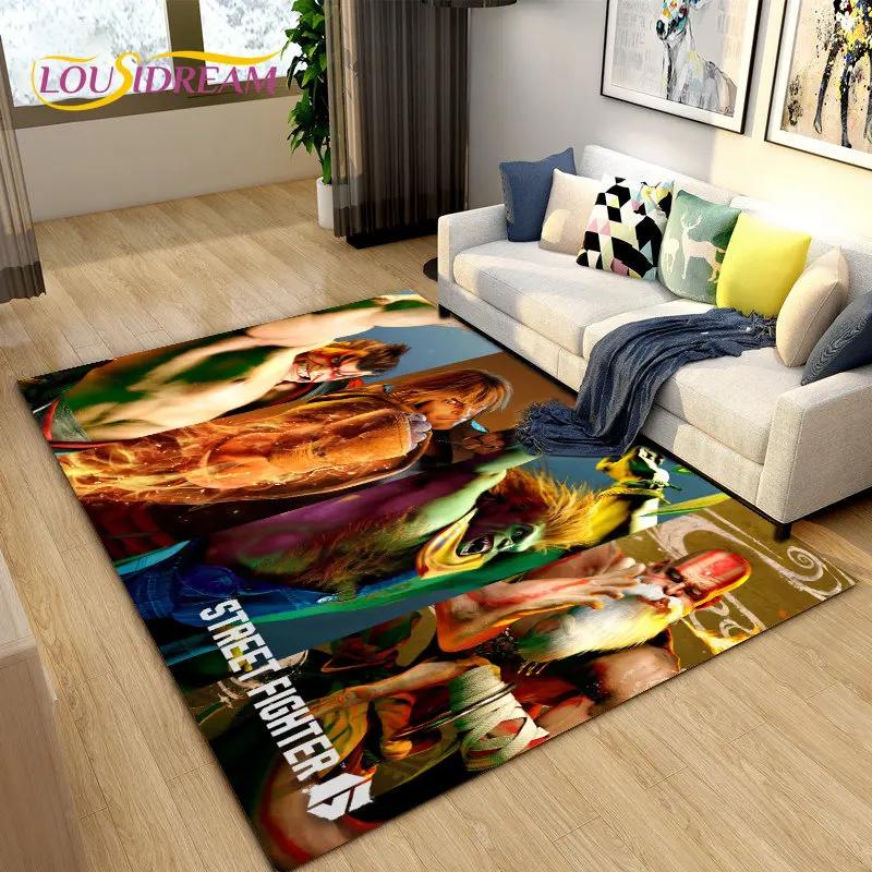 Street Fighter Retro Game Gamer Area Rug,Carpet Rug for Living Room Bedroom Sofa Doormat Decoration, Kid Play Non-slip Floor Mat