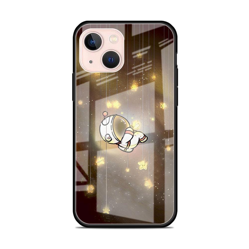 Glass Case For Apple iPhone 14 13 11 12 Pro 7 XR X XS Max 8 6 6s Plus SE 2022 13Pro Tempered Phone Tampa Astronaut Light