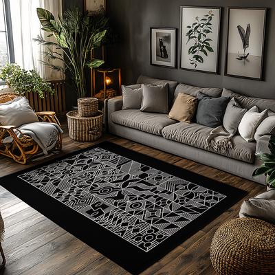 Bohemian Area Rug Non-Slip Washable Floor Mat Modern Abstract Geometric Pattern Living Room Bedroom Home Decor Indoor Outdoor Ru
