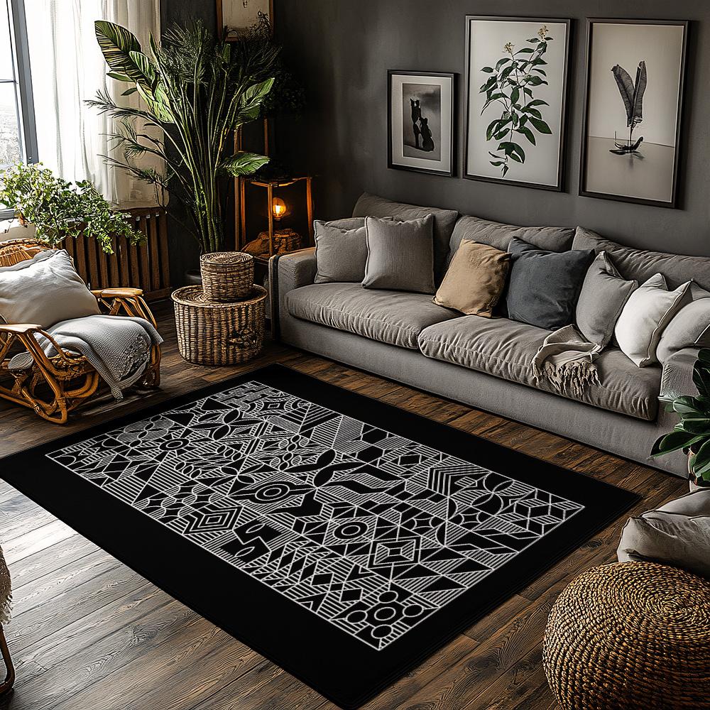 

Bohemian Area Rug Non-Slip Washable Floor Mat Modern Abstract Geometric Pattern Living Room Bedroom Home Decor Indoor Outdoor Ru 50x80cm