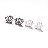 Stainless Steel Petal Earrings - Simple Lotus Flower Design, Elegant Hollow Ear Bone Studs