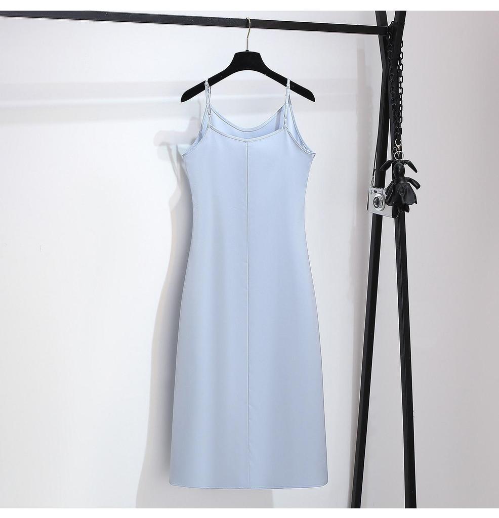 Women's Spring 2026 High-End Two-Piece Set: Satin Slip Dress & Knitted Cardigan