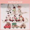 Festive Wooden Christmas Hanging Decorations Set With Adorable Santa Claus Snowman And Reindeer For A Magical Season