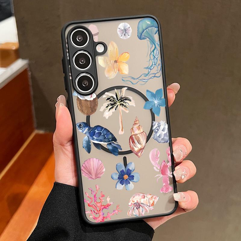 Whale Shark Pattern Magnetic Case For Samsung Galaxy S26 S25 S24 S22 Ultra S24 S23 S25 FE For Magsafe Matte Hard Phone Cover