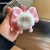 Cute Real Rabbit Hair Small Coal Ball Car Keychain Pendant Ins Internet Celebrity Cartoon High-end Pom-pom Bag Pendant
