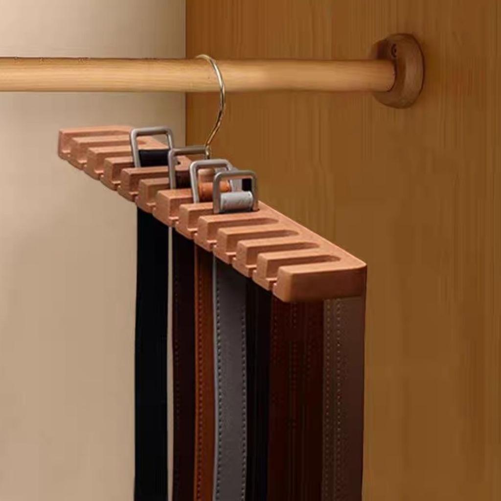 Multifunctional  Wood Belt Storage Ra Tie Waist Belt Silk Scarf Hanger Wooden Clothes Hanger Organizer Tool for Ladies