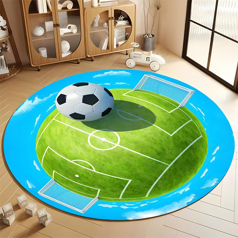 

Round Carpet with Soccer Field Design for Kids Room round carpet for home sofa bedroom, gift Diameter 60cm