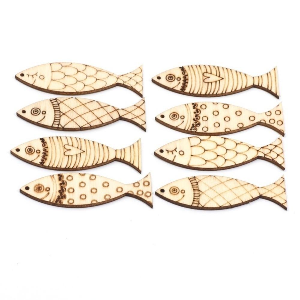 40 Stück Leere Holzfisch-Ausschnitte Meeresbewohner DIY Bastelarbeiten Bemalte Fisch-Ornamente Handgeschnitzt Handgefertigte Fisch-Wanddekoration Kindergarten