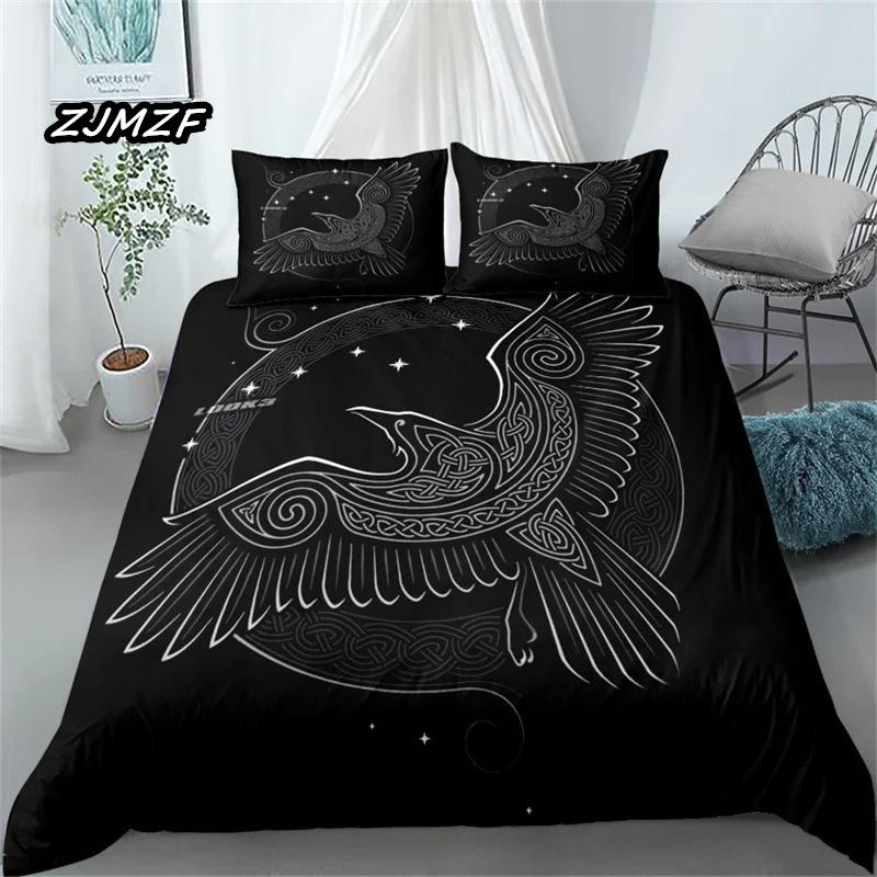 Viking Northern Germanic Culture Wolf Celtic Bedding Set Boys Girls Twin Queen Size Duvet Cover Pillowcase Bed Kids Adult